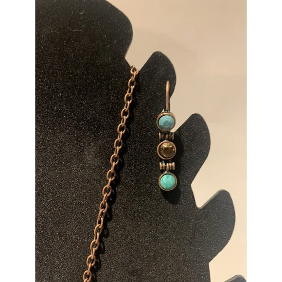 JJ Necklace And Earrings Lot Copper / Bronze Tone And Turquoise Color Boho (J113 - Picture 4 of 7
